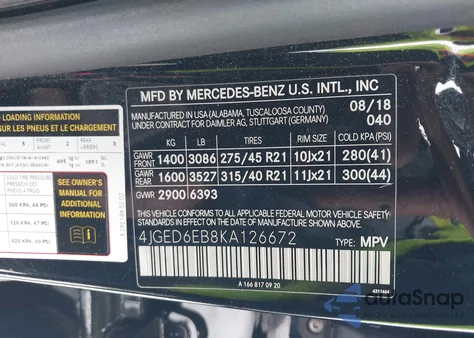 2019 Mercedes-Benz Amg Gle 43 Coupe 4Matic z USA, uszkodzony, nr VIN 4JGED6EB8KA126672